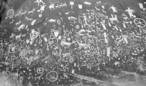Newspaper Rock in black and white (and read all over)