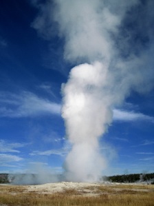 Thar she blows! Old Faithful erupts on cue.